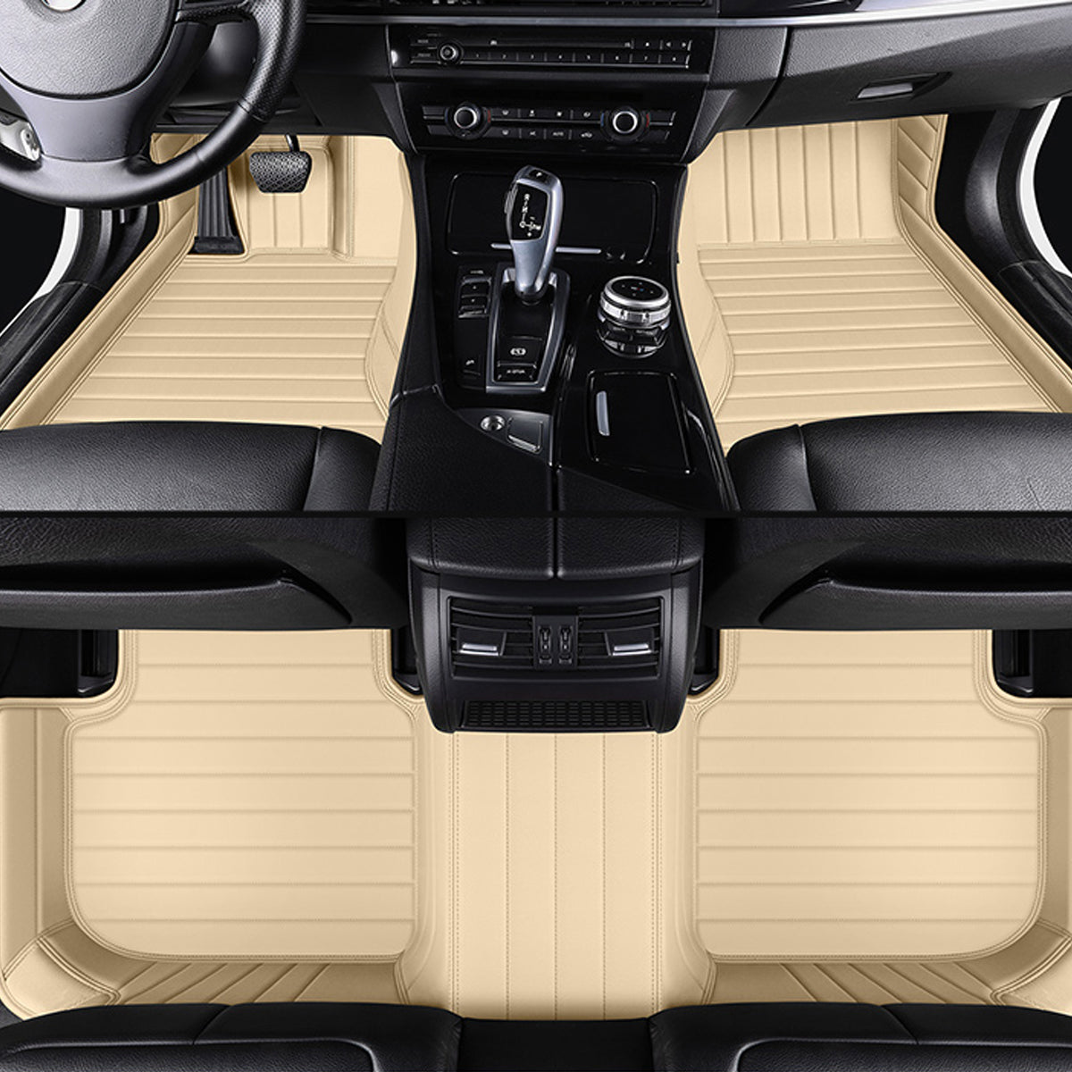 Stripe Stitching Custom Luxury Car Floor Mats Set