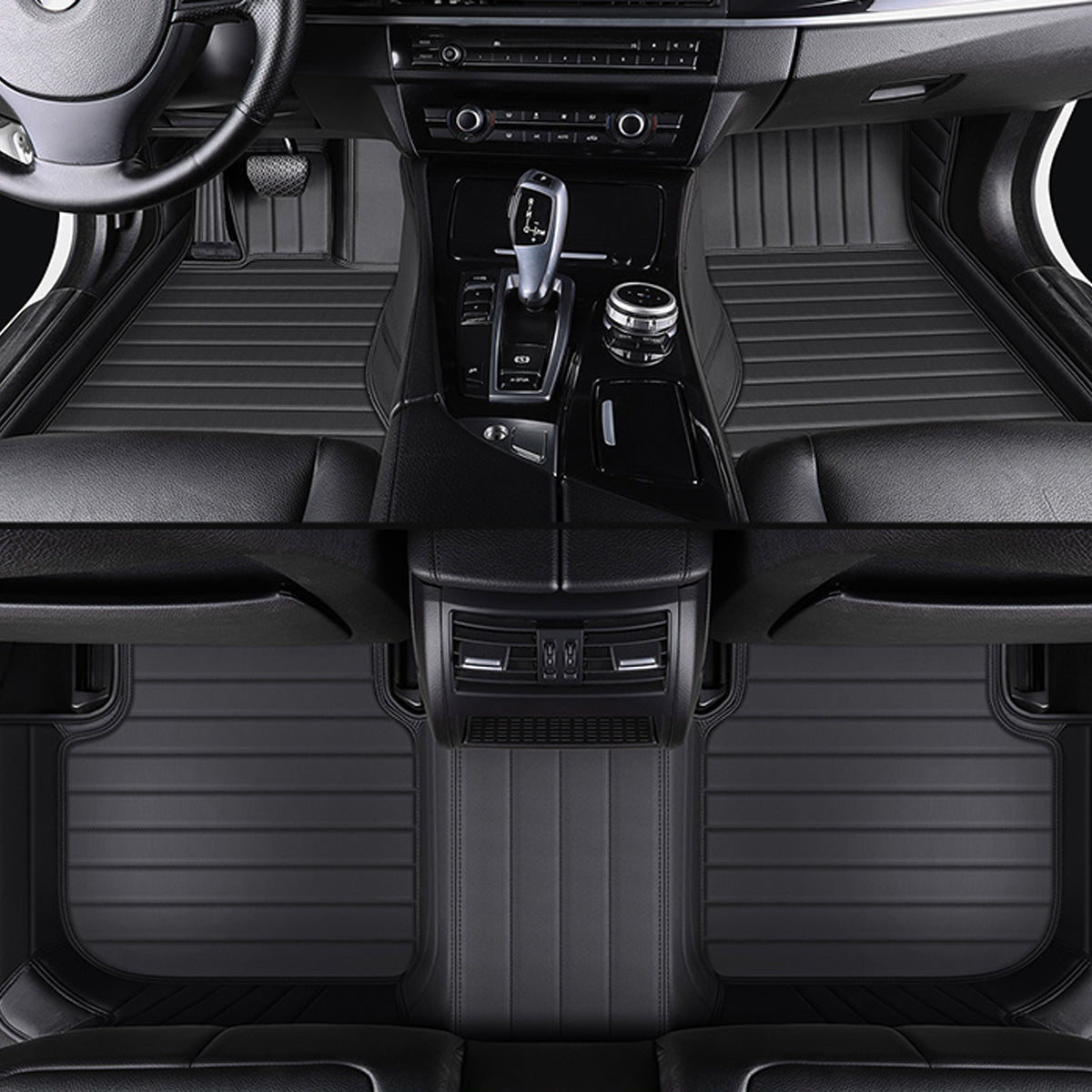 Stripe Stitching Custom Luxury Car Floor Mats Set