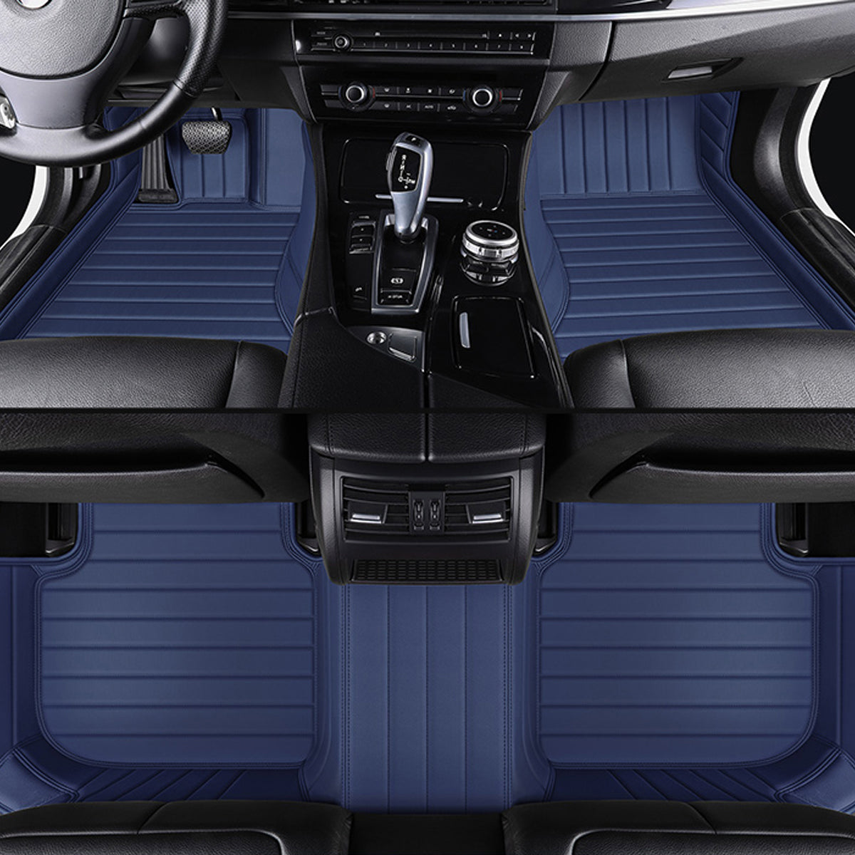 Stripe Stitching Custom Luxury Car Floor Mats Set