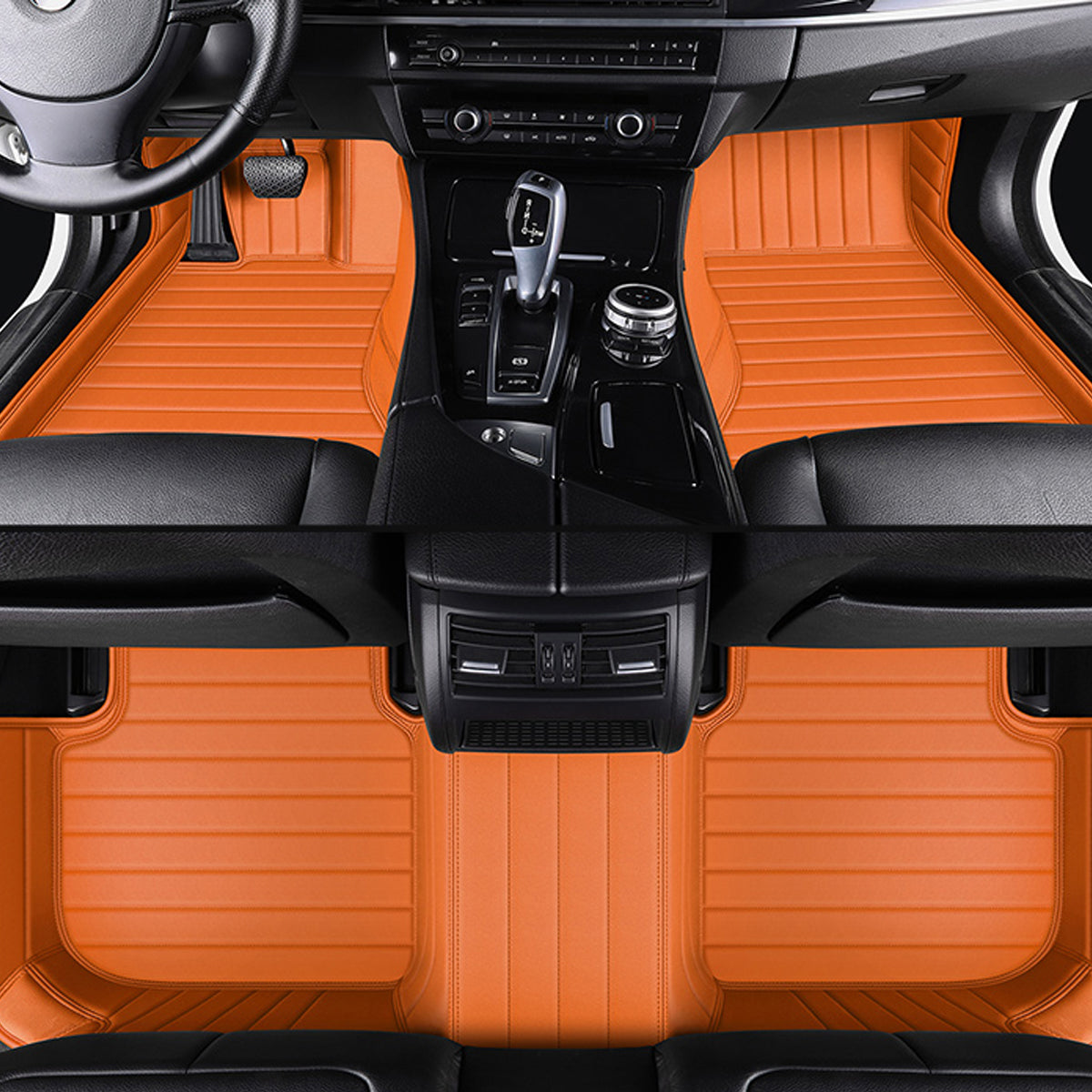 Stripe Stitching Custom Luxury Car Floor Mats Set