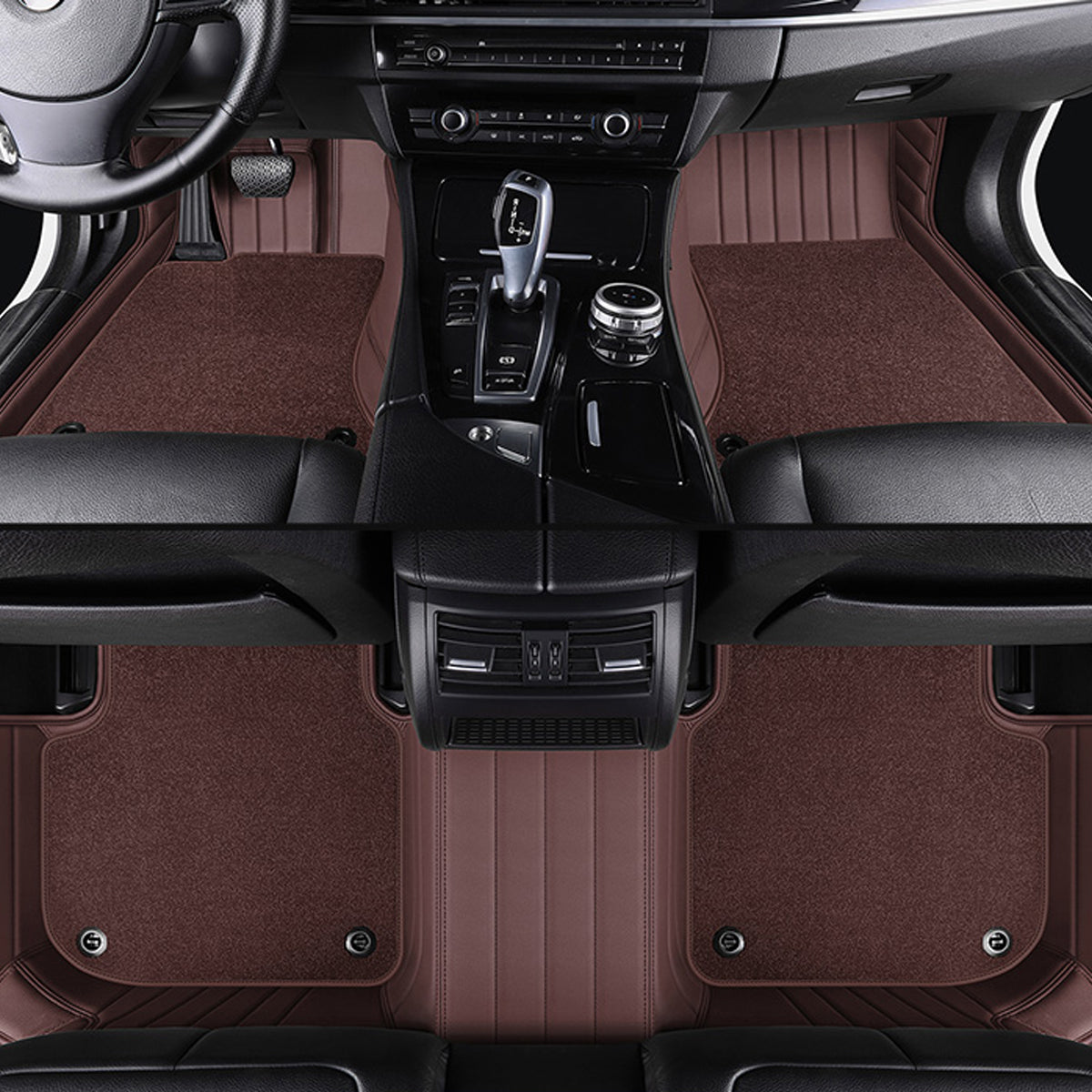 Stripe Stitching Custom Luxury Car Floor Mats Set