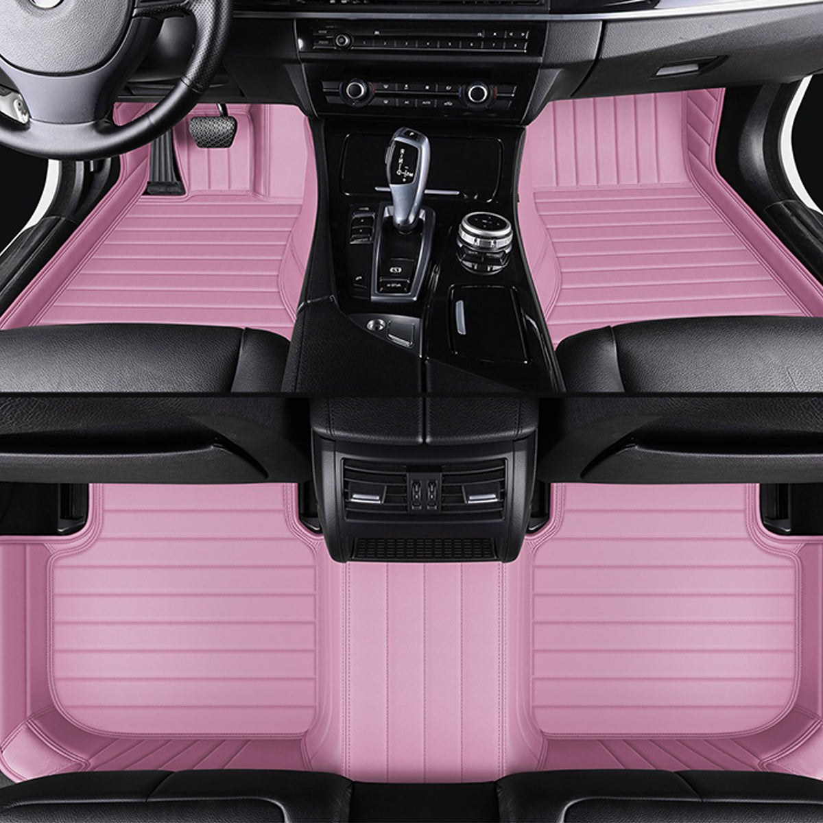 Stripe Stitching Custom Luxury Car Floor Mats Set