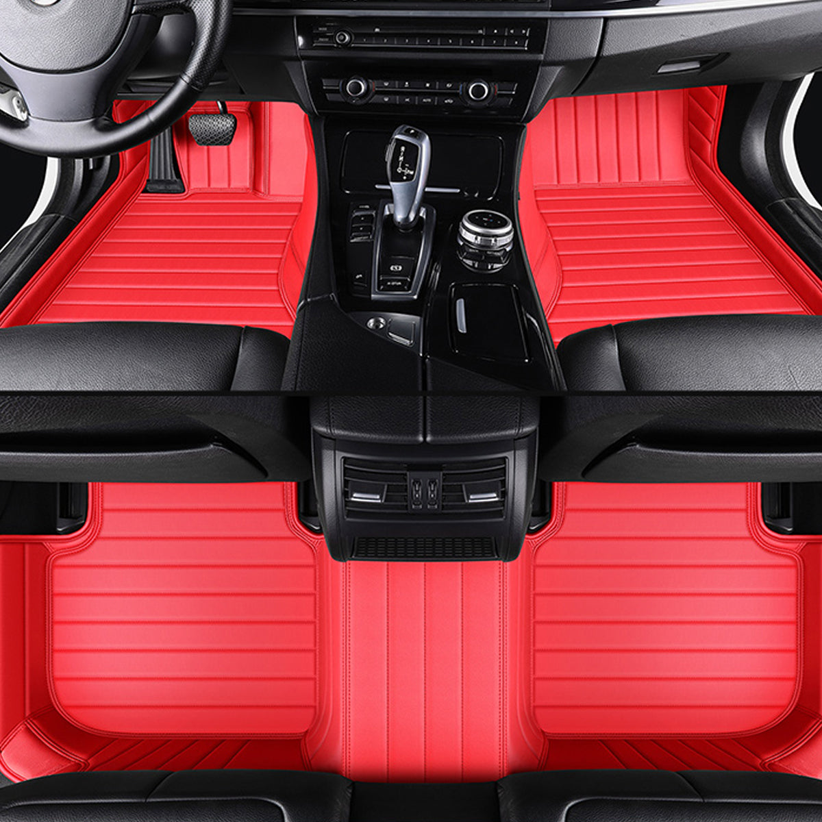 Stripe Stitching Custom Luxury Car Floor Mats Set