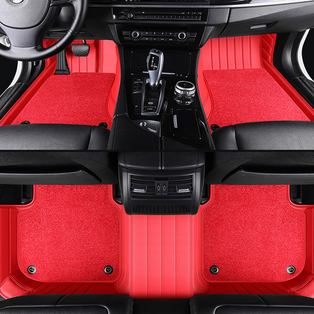 Stripe Stitching Custom Luxury Car Floor Mats Set