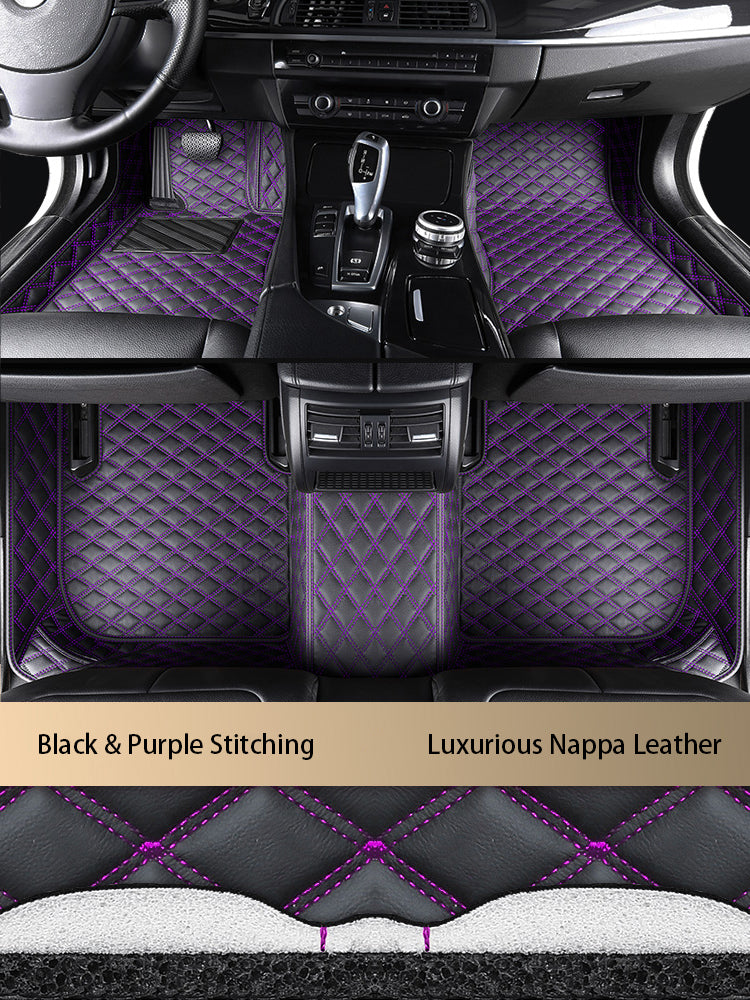 Diamond Stitching Custom Luxury Car Floor Mats Set