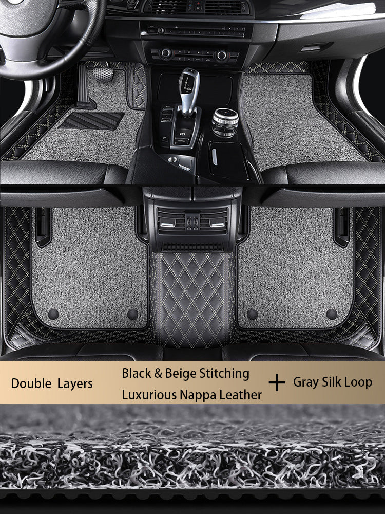 Diamond Stitching Custom Luxury Car Floor Mats Set