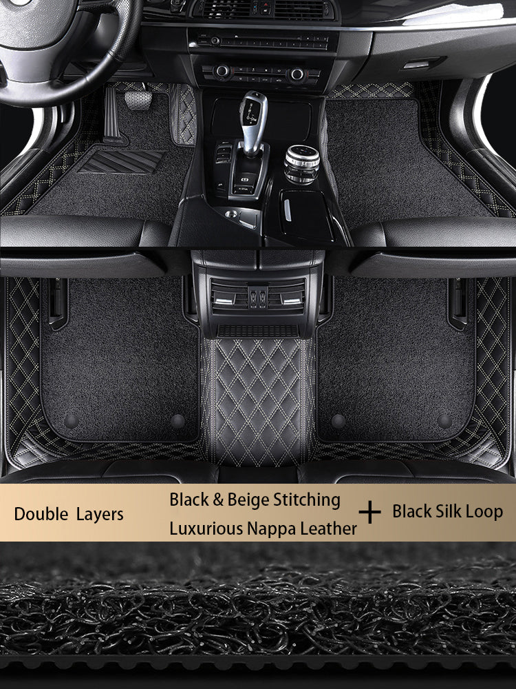 Diamond Stitching Custom Luxury Car Floor Mats Set