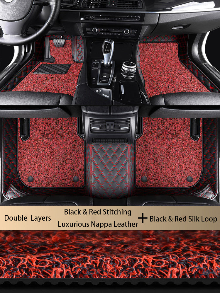 Diamond Stitching Custom Luxury Car Floor Mats Set