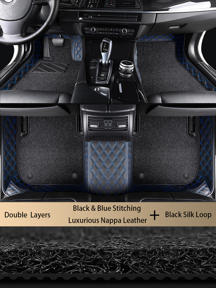 Diamond Stitching Custom Luxury Car Floor Mats Set
