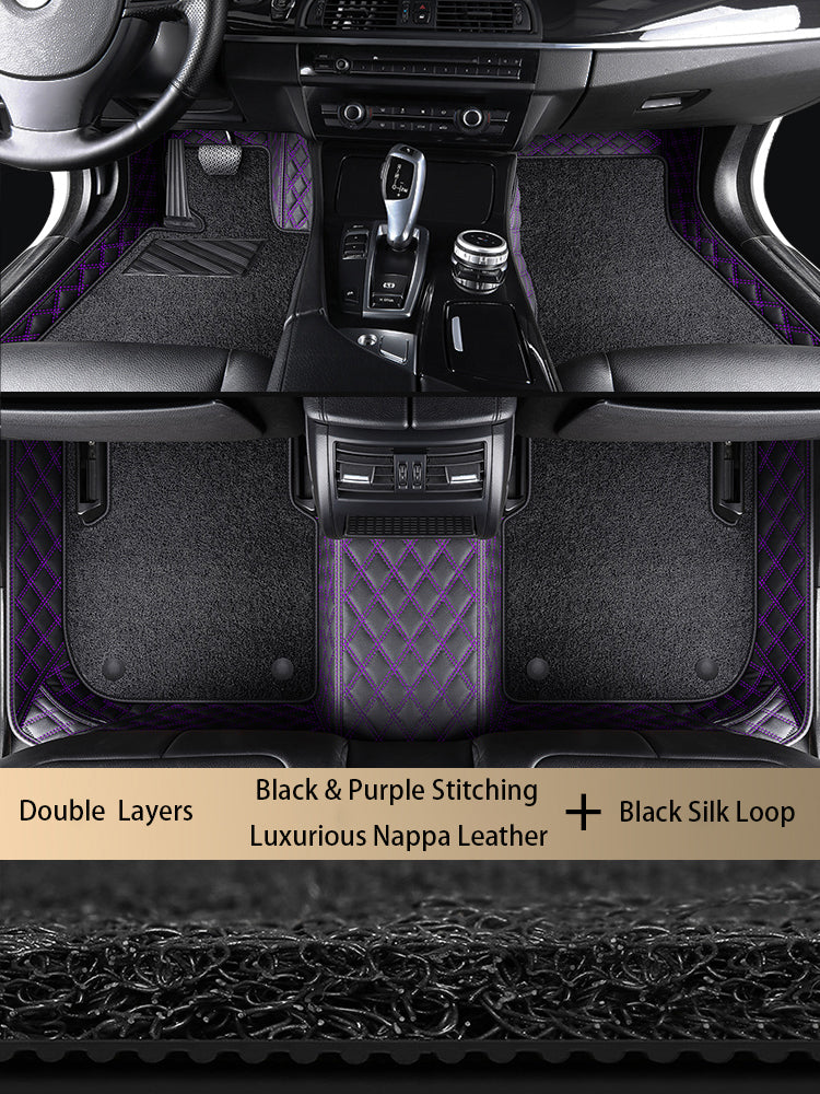 Diamond Stitching Custom Luxury Car Floor Mats Set