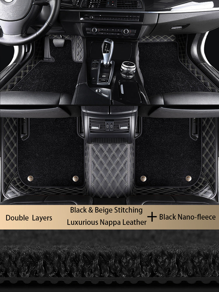Diamond Stitching Custom Luxury Car Floor Mats Set