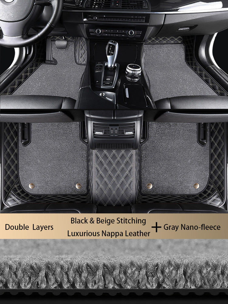 Diamond Stitching Custom Luxury Car Floor Mats Set
