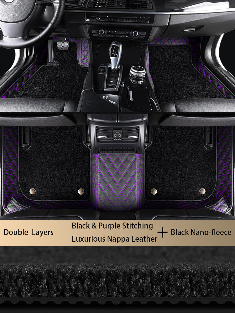 Diamond Stitching Custom Luxury Car Floor Mats Set
