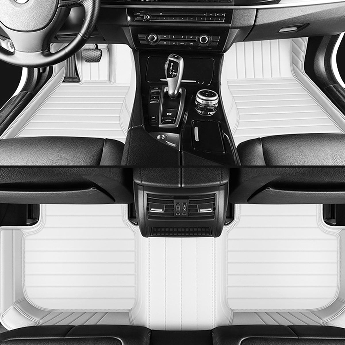 Stripe Stitching Custom Luxury Car Floor Mats Set