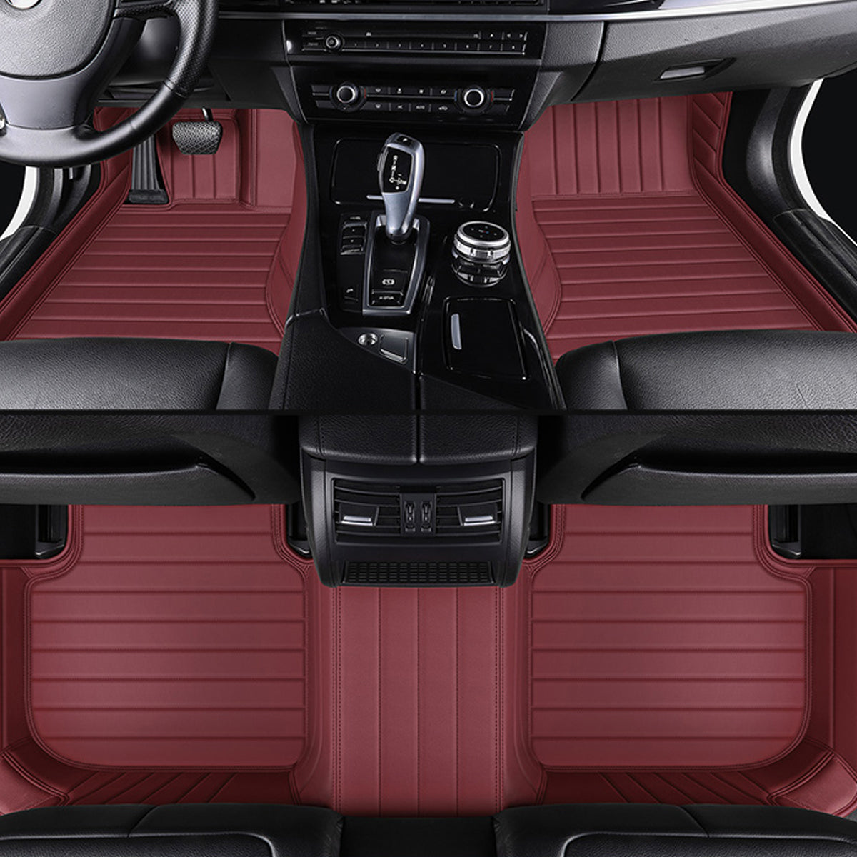 Stripe Stitching Custom Luxury Car Floor Mats Set