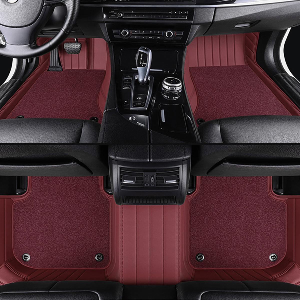 Stripe Stitching Custom Luxury Car Floor Mats Set