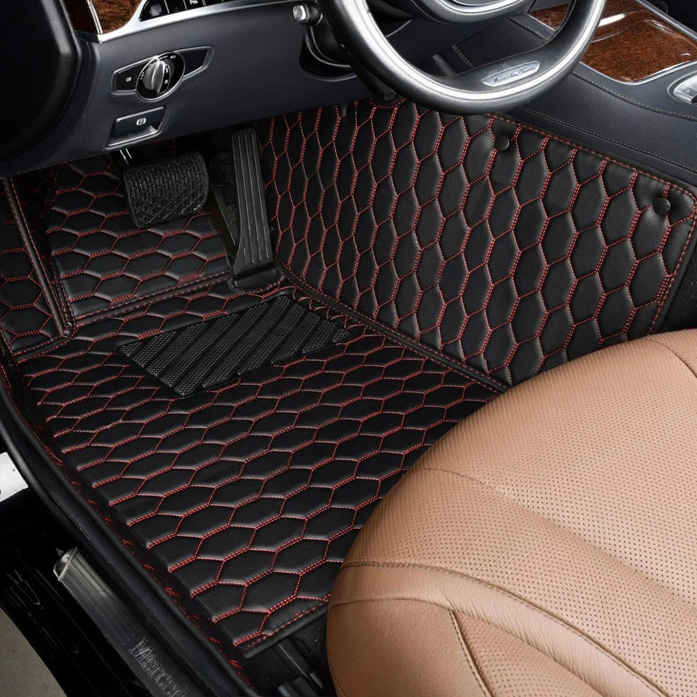 Honeycomb Stitching Custom Luxury Car Floor Mats Set