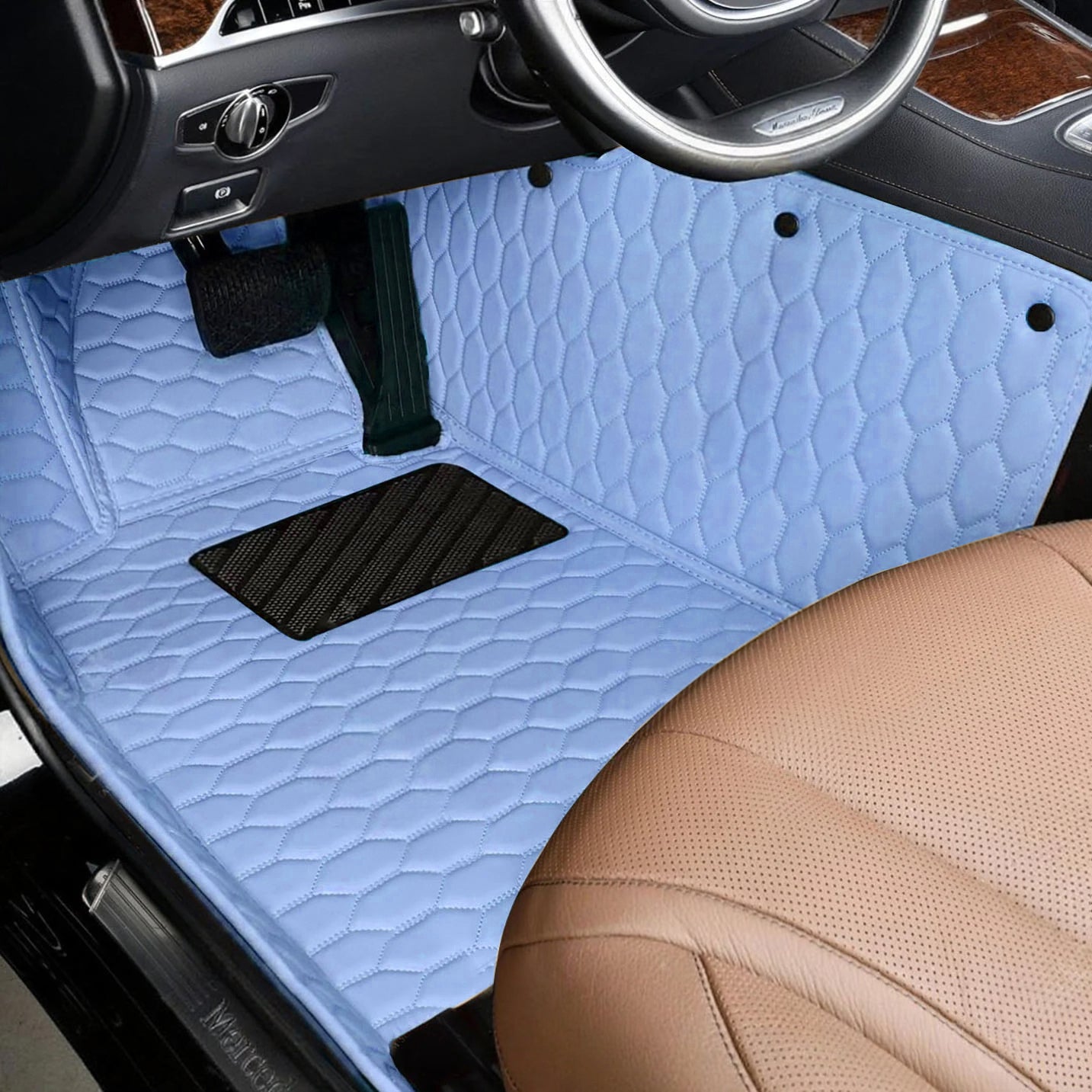 Honeycomb Stitching Custom Luxury Car Floor Mats Set