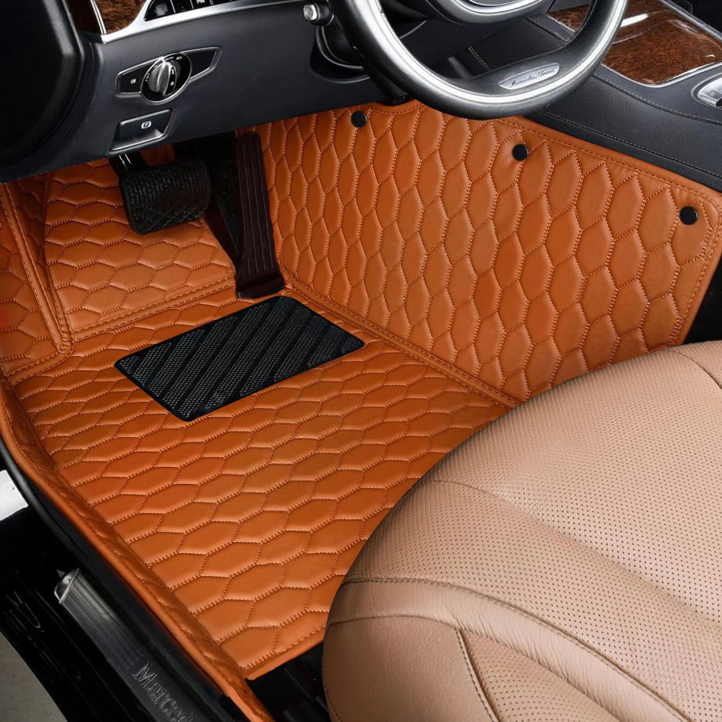 Honeycomb Stitching Custom Luxury Car Floor Mats Set