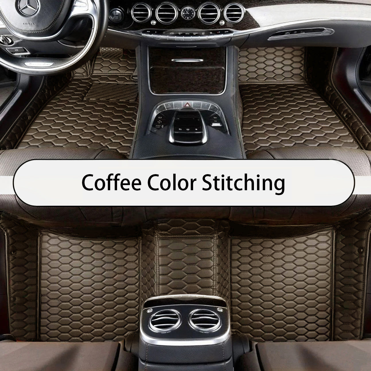 Honeycomb Stitching Custom Luxury Car Floor Mats Set