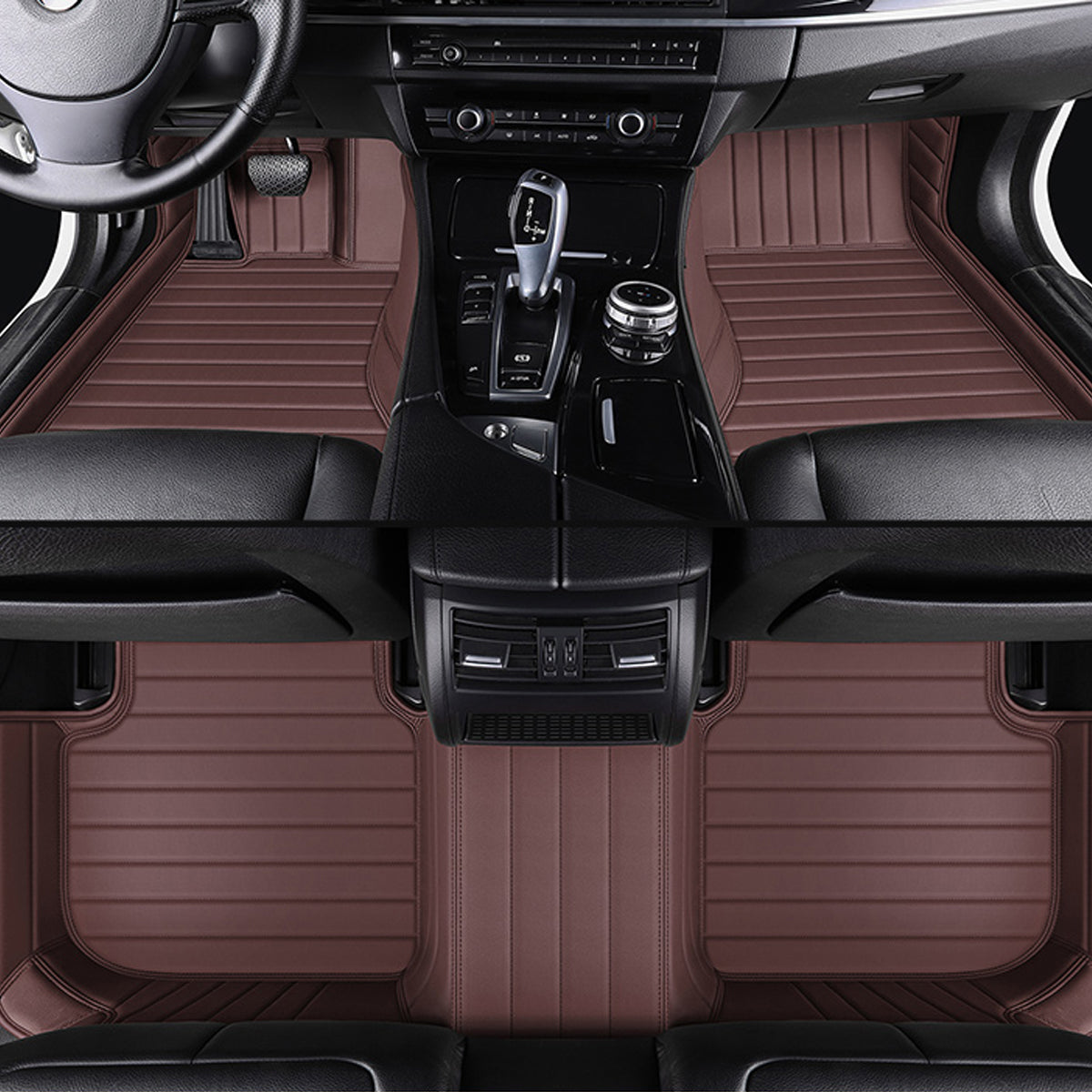 Stripe Stitching Custom Luxury Car Floor Mats Set