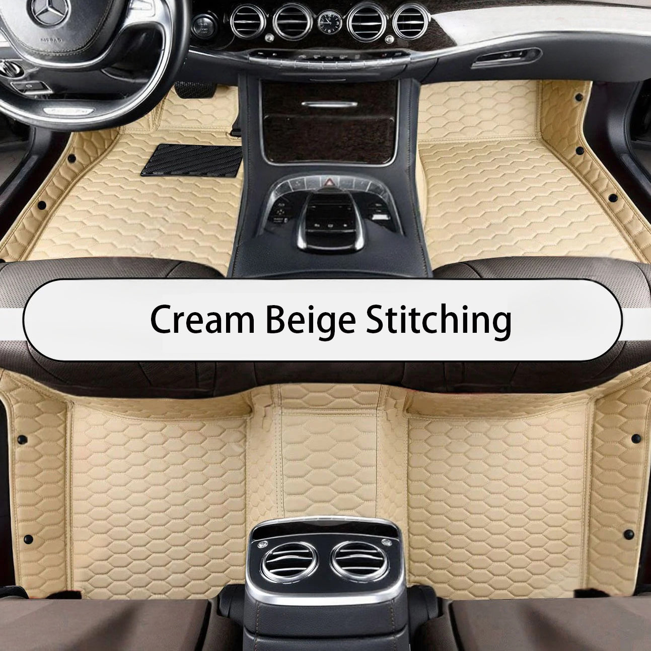 Honeycomb Stitching Custom Luxury Car Floor Mats Set