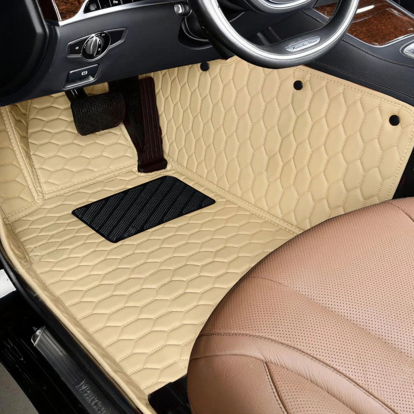 Honeycomb Stitching Custom Luxury Car Floor Mats Set