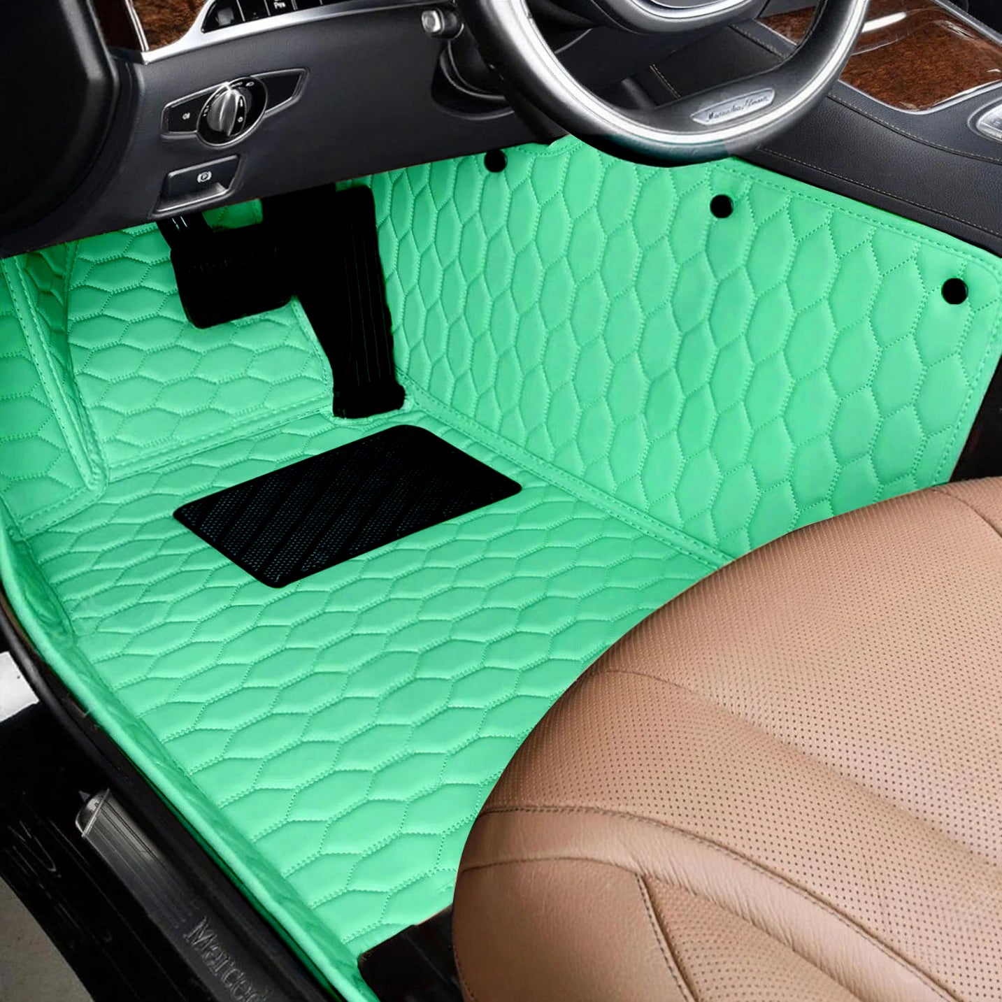 Honeycomb Stitching Custom Luxury Car Floor Mats Set