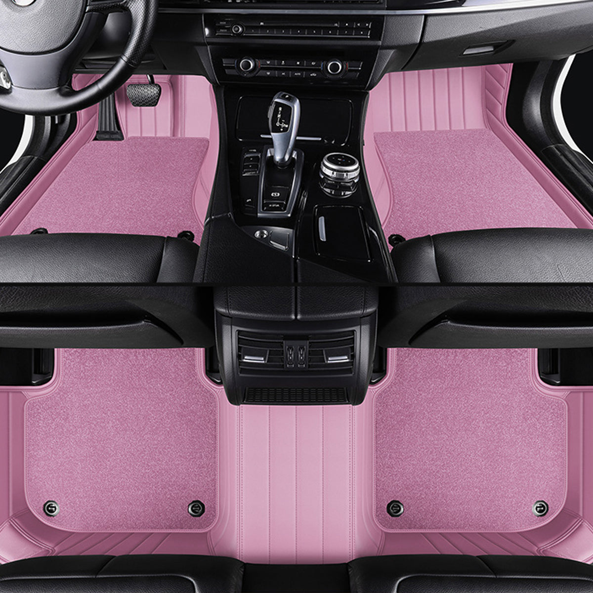 Stripe Stitching Custom Luxury Car Floor Mats Set