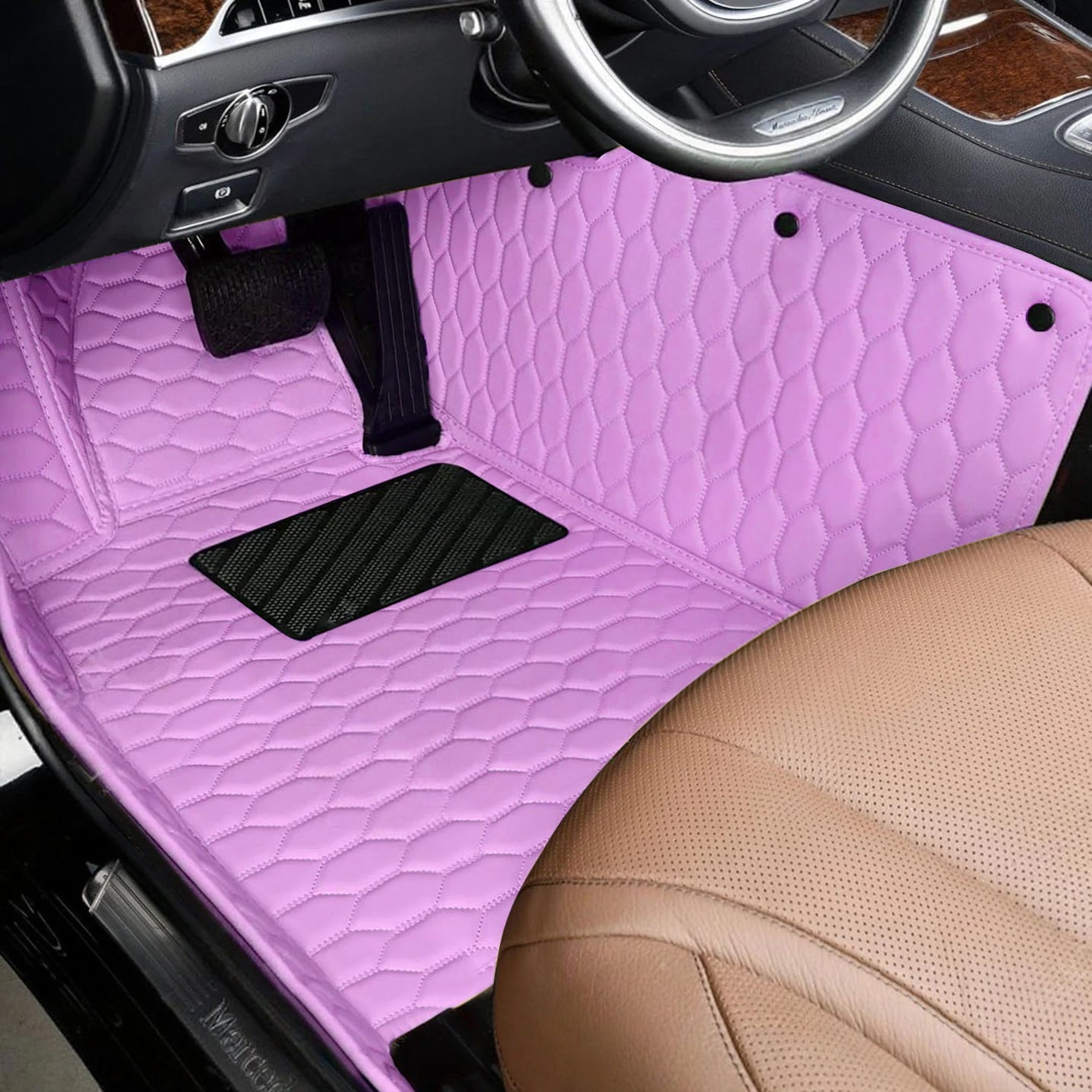Honeycomb Stitching Custom Luxury Car Floor Mats Set
