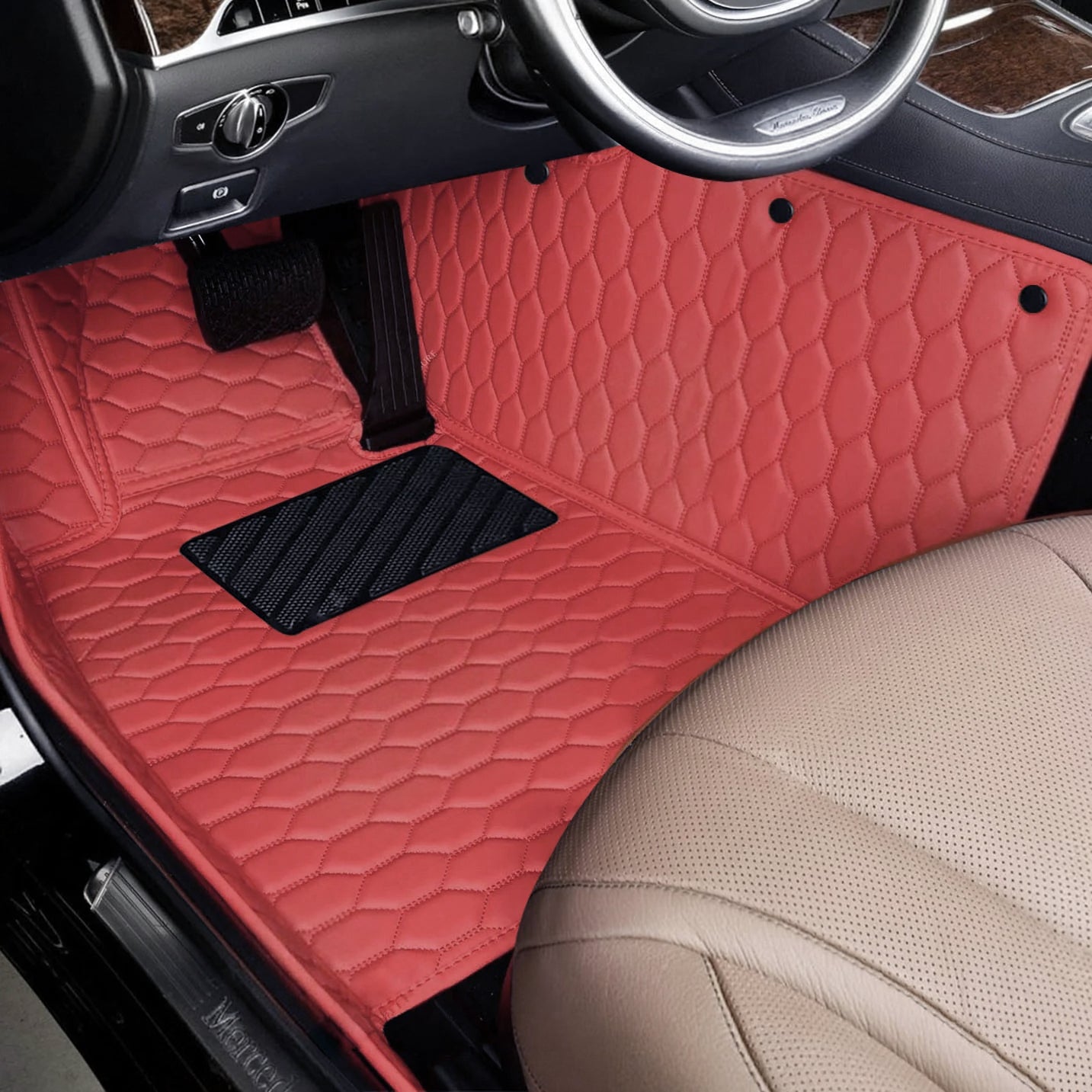 Honeycomb Stitching Custom Luxury Car Floor Mats Set